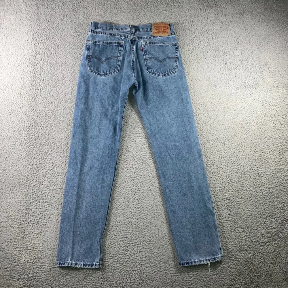 Levi 505 Straight Leg Jeans Mens 30x32 Blue Grunge Distressed Work Fit 30x30.5